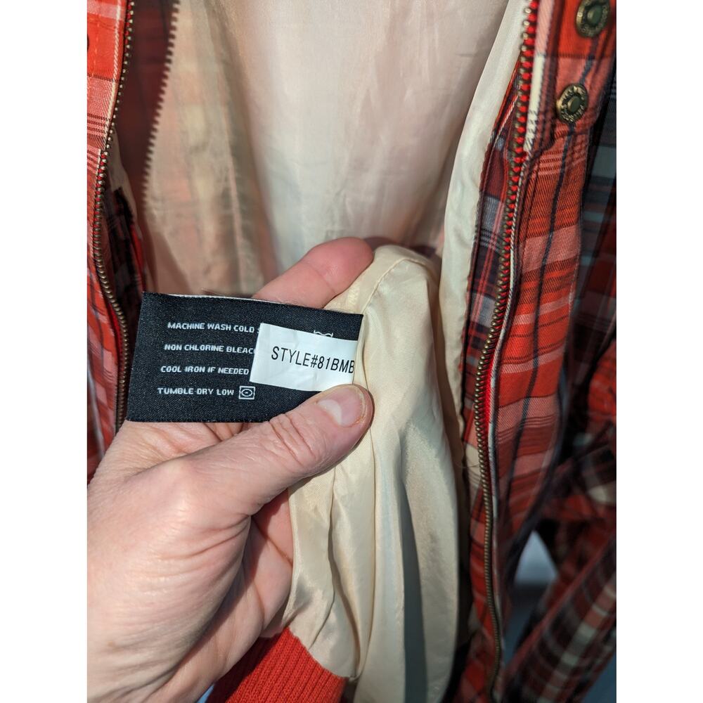 Pelle Pelle Vintage Plaid Zip Front Windebreaker Jacket  Orange Brown Gray 4X - Picture 6 of 11